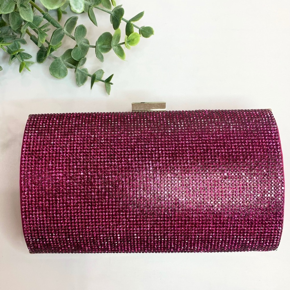 INC Ranndi Sparkle Clutch Fuchsia Crossbody Bag - Picture 1 of 12